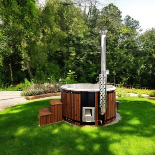 Hot Tub Exklusiv Thermoholz Acryl-Wanne Marmoriert Braun ⌀ 200cm