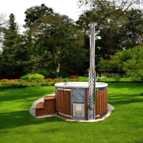 Hot Tub Premium Thermoholz Acryl-Wanne Marmoriert Braun ⌀ 200cm